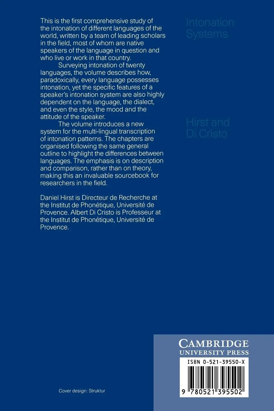 Rückseite: 9780521395502 | Intonation Systems | A Survey of Twenty Languages | Hirst (u. a.)