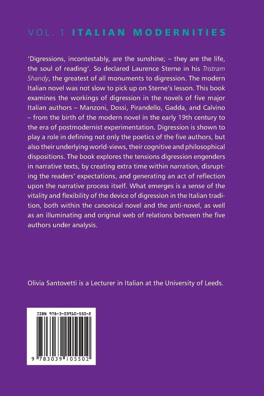 Rückseite: 9783039105502 | Digression | A Narrative Strategy in the Italian Novel | Santovetti