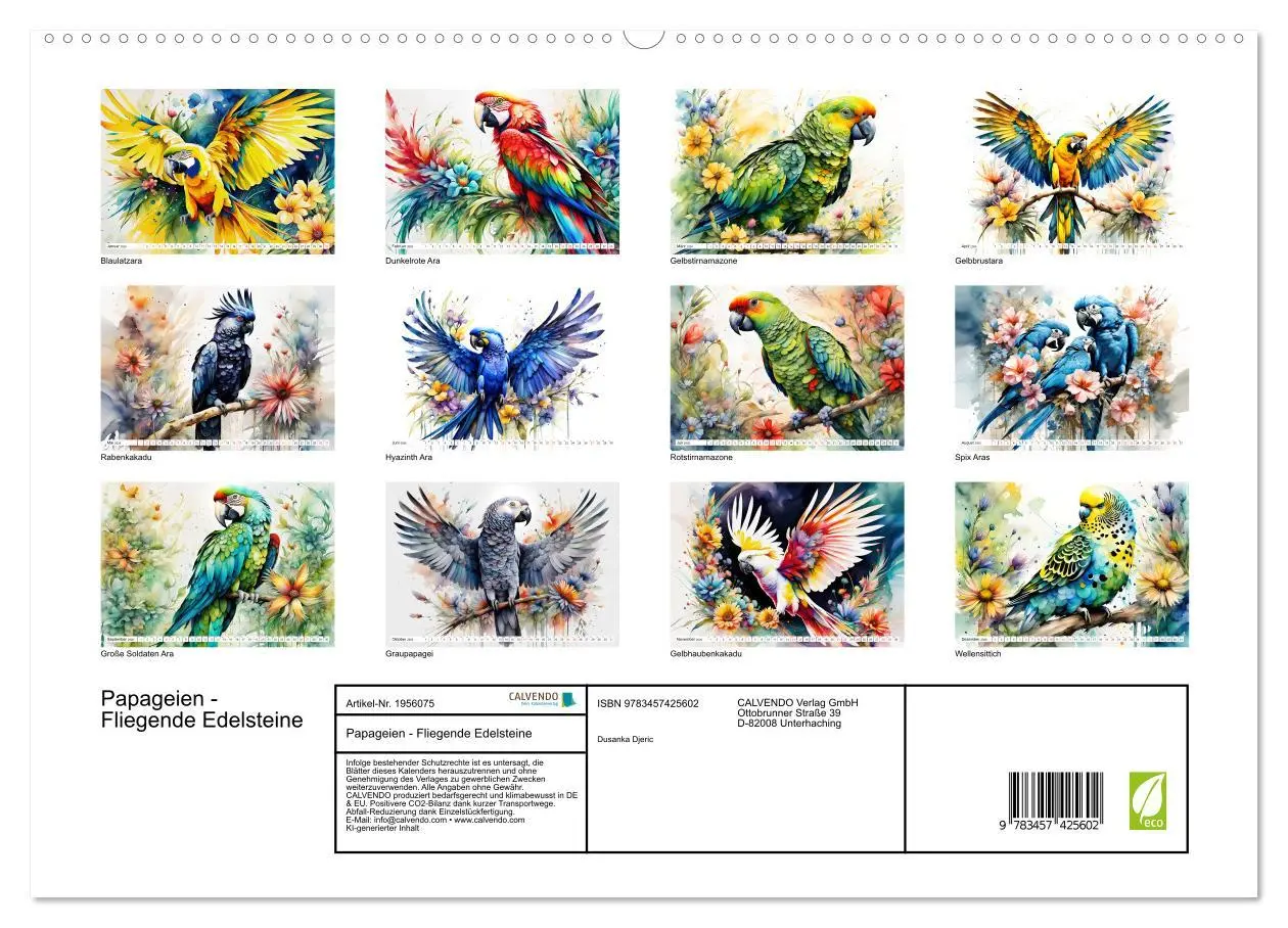 Bild: 9783457425602 | Papageien - Fliegende Edelsteine (hochwertiger Premium Wandkalender...