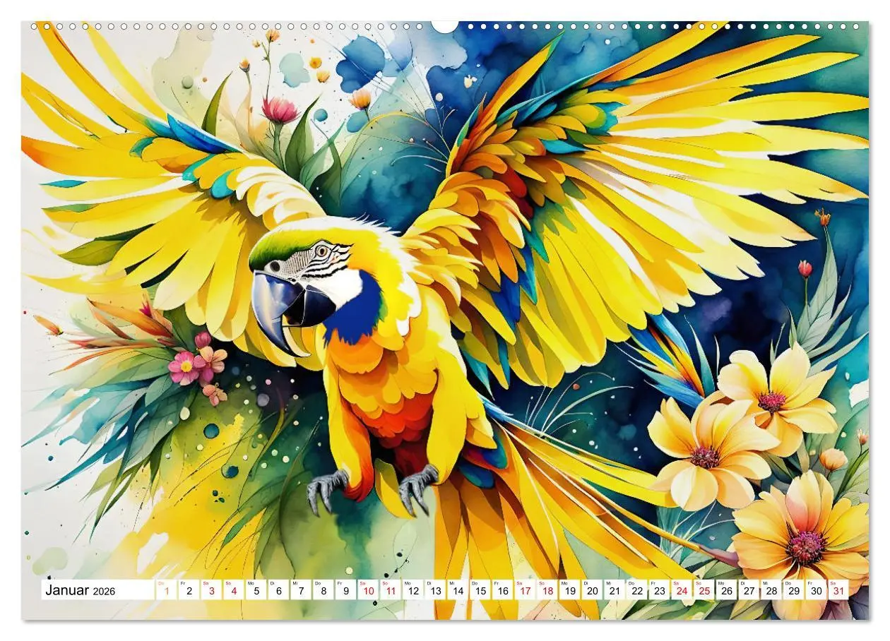 Bild: 9783457425602 | Papageien - Fliegende Edelsteine (hochwertiger Premium Wandkalender...