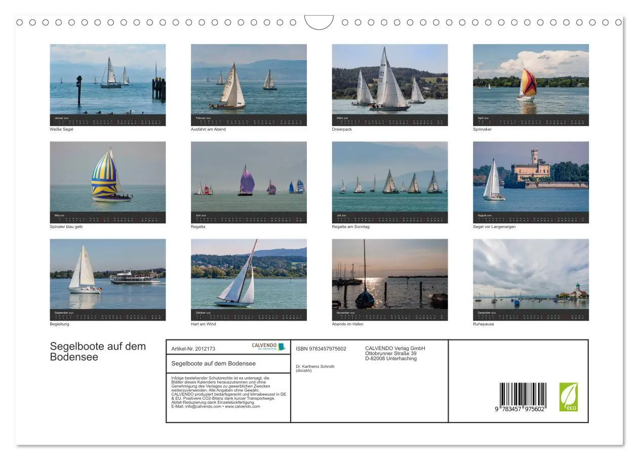 Bild: 9783457975602 | Segelboote auf dem Bodensee (Wandkalender 2026 DIN A3 quer),...