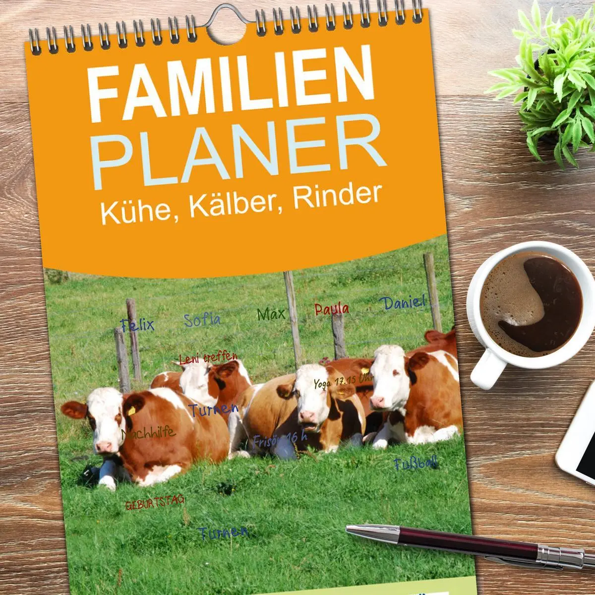Bild: 9783516515602 | Familienplaner 2026 - Kühe, Kälber, Rinder mit 5 Spalten...
