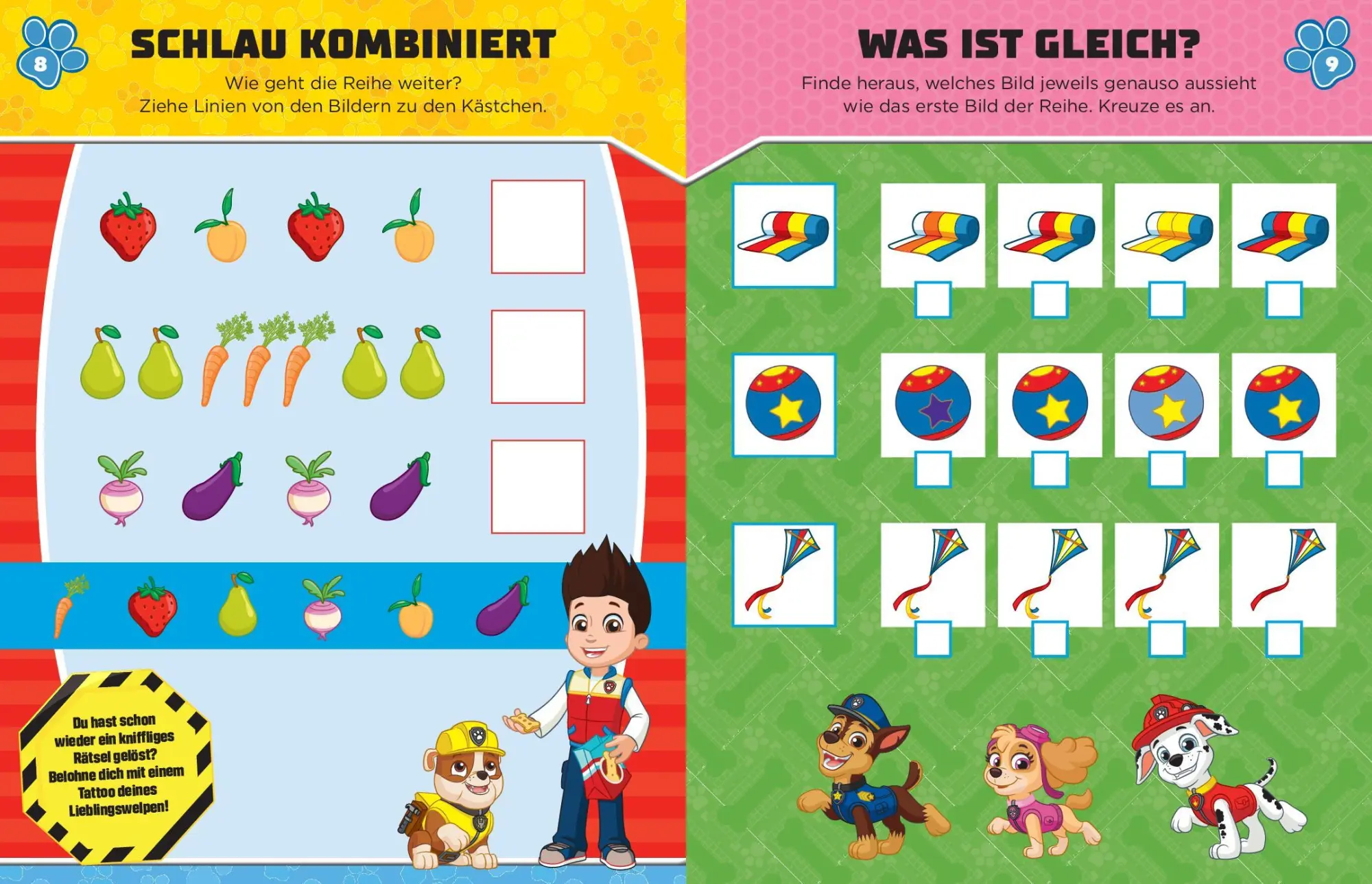 Bild: 9783849945602 | PAW Patrol Mein Rätselbuch mit 40 Tattoos | Verlag | Taschenbuch
