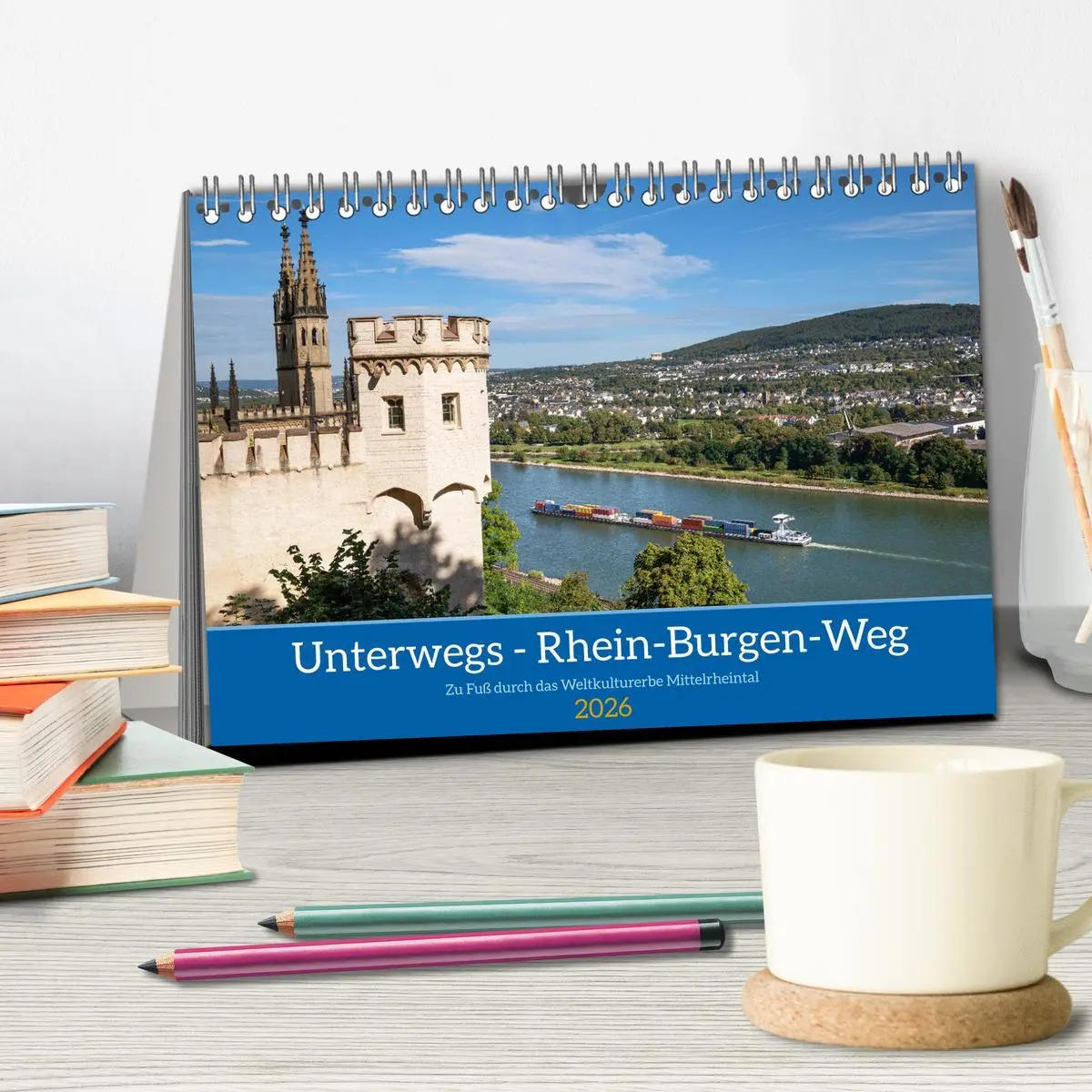 Bild: 9783457275702 | Unterwegs - Rhein-Burgen-Weg (Tischkalender 2026 DIN A5 quer),...