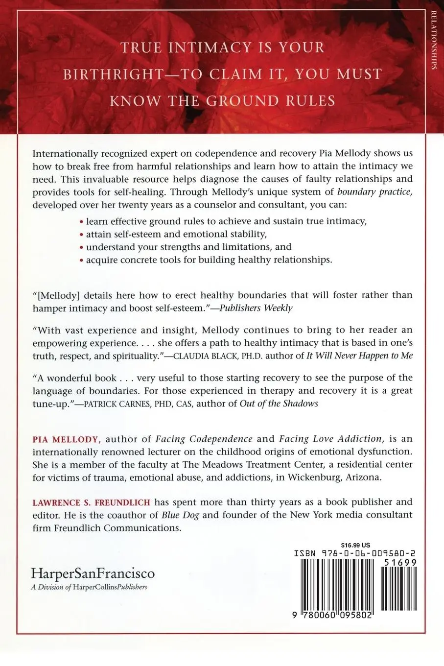 Rückseite: 9780060095802 | The Intimacy Factor | Pia Mellody (u. a.) | Taschenbuch | Englisch