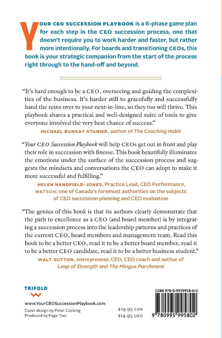 Rückseite: 9780995995802 | Your CEO Succession Playbook | How to Pass the Torch So Everyone Wins