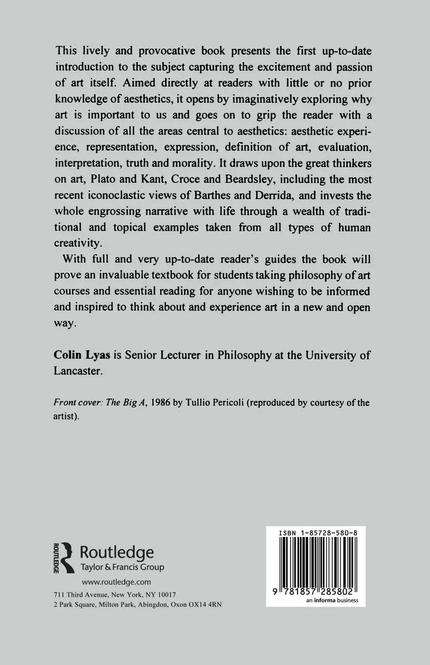 Rückseite: 9781857285802 | Aesthetics | Colin Lyas | Taschenbuch | Einband - flex.(Paperback)