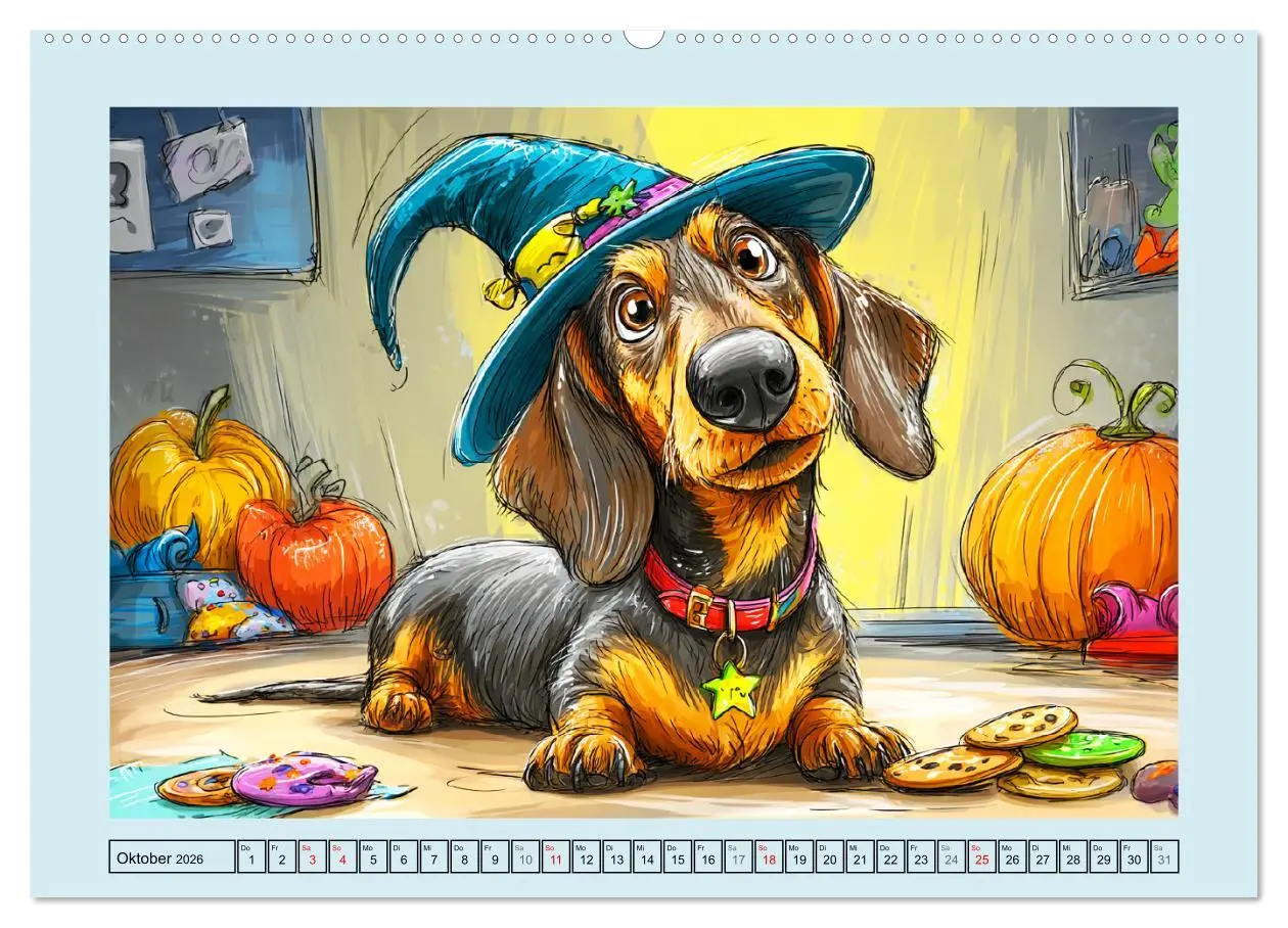 Bild: 9783516595802 | Dackel Fun. Zauberhafte Hunde Cartoons fürs Herz (Wandkalender 2026...