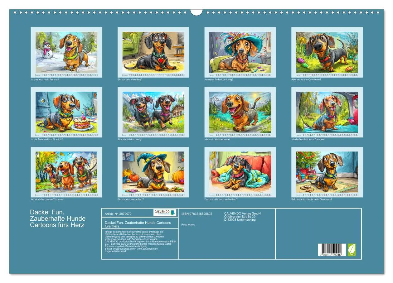 Bild: 9783516595802 | Dackel Fun. Zauberhafte Hunde Cartoons fürs Herz (Wandkalender 2026...