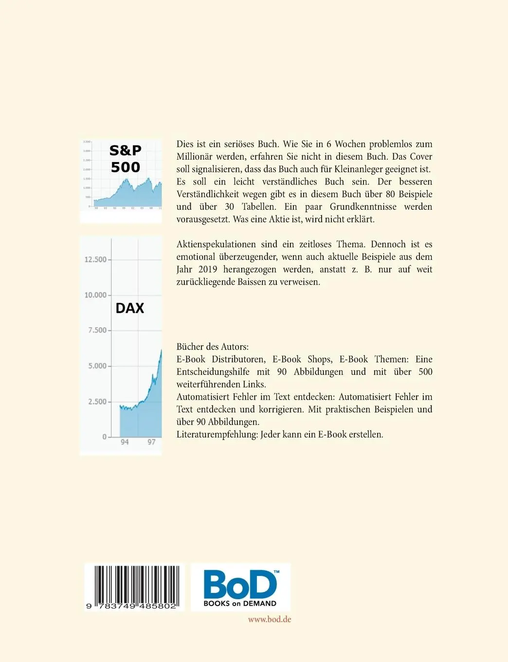 Rückseite: 9783749485802 | Aktienspekulationen | Klaus Normal | Taschenbuch | 188 S. | Deutsch