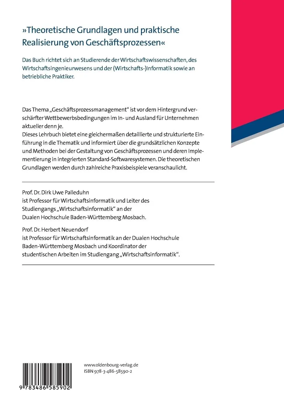 Rückseite: 9783486585902 | Geschäftsprozessmanagement und integrierte Informationsverarbeitung