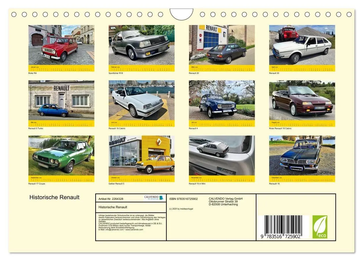Bild: 9783516725902 | Historische Renault (Wandkalender 2026 DIN A4 quer), CALVENDO...