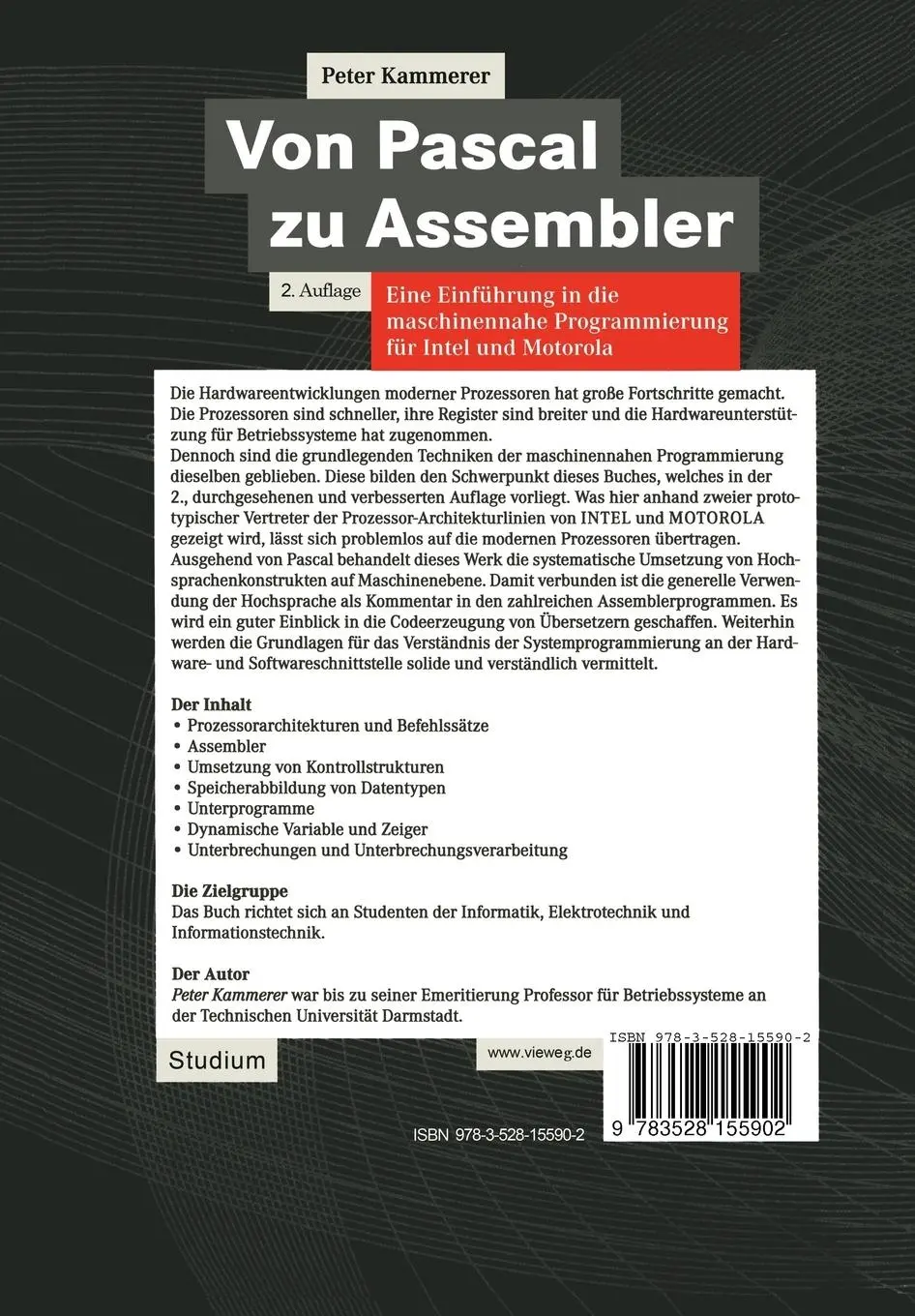 Rückseite: 9783528155902 | Von Pascal zu Assembler | Peter Kammerer | Taschenbuch | xviii | 2001