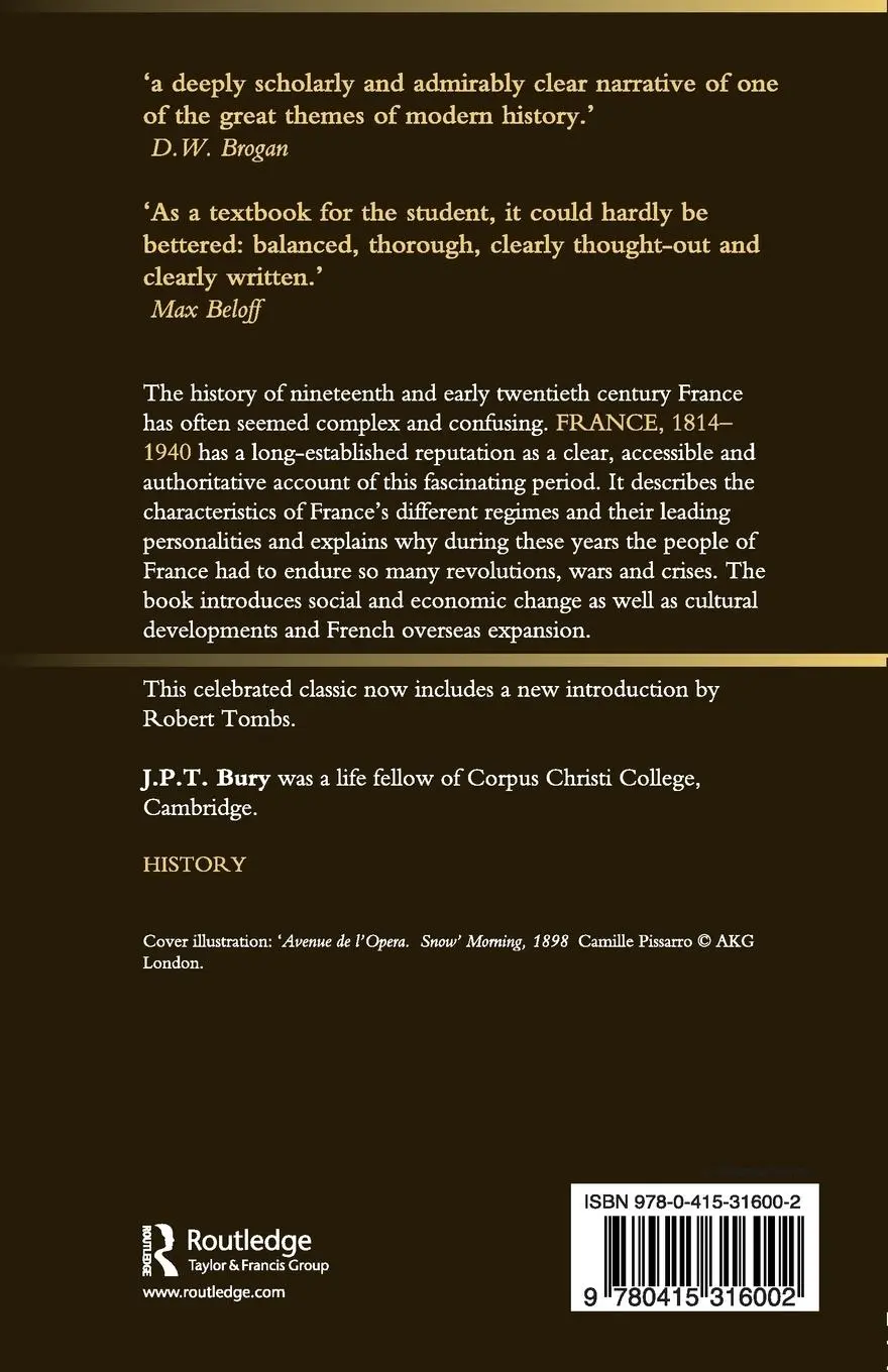 Rückseite: 9780415316002 | France, 1814-1940 | J. P. T. Bury | Taschenbuch | Englisch | 2003