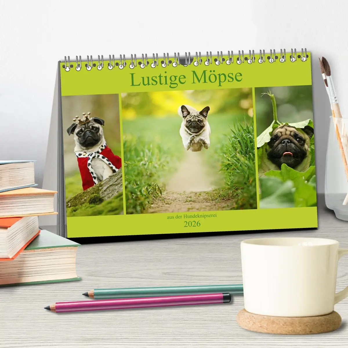 Bild: 9783457766002 | Lustige Möpse aus der Hundeknipserei (Tischkalender 2026 DIN A5...