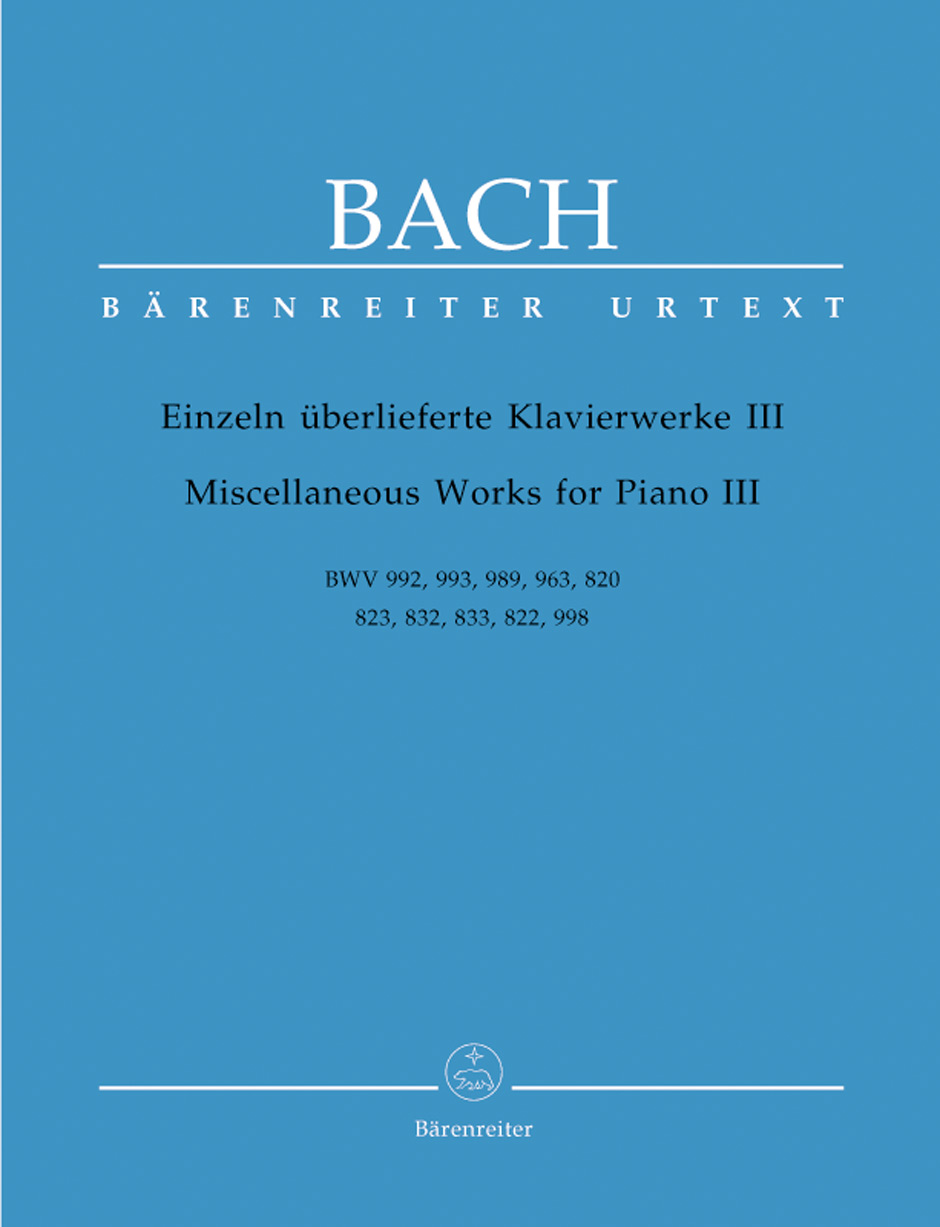 Cover: 9790006506002 | Miscellaneous Works for Piano - Volume III | Johann Sebastian Bach