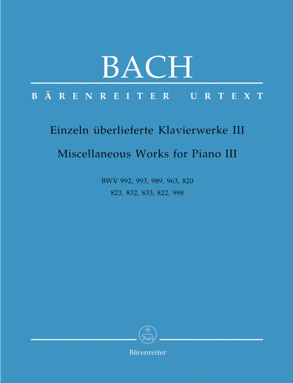 Cover: 9790006506002 | Miscellaneous Works for Piano - Volume III | Johann Sebastian Bach