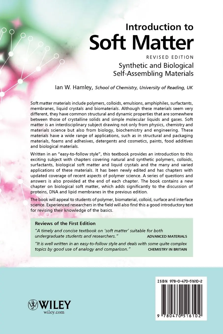 Rückseite: 9780470516102 | Introduction to Soft Matter | Ian W Hamley | Taschenbuch | 342 S.