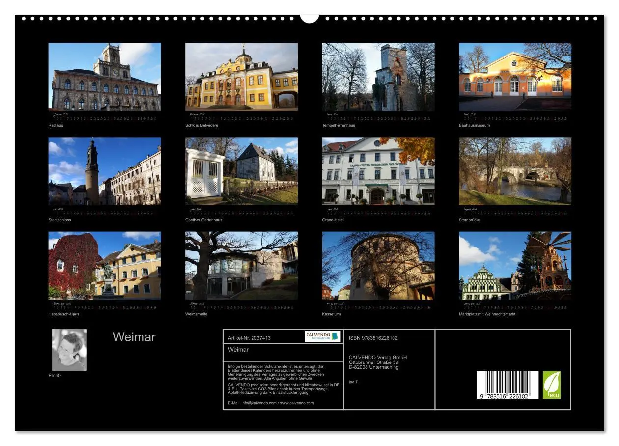 Bild: 9783516226102 | Weimar (hochwertiger Premium Wandkalender 2026 DIN A2 quer),...