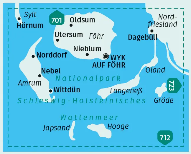 Bild: 9783990446102 | KOMPASS Wanderkarte 705 Amrum, Föhr, Langeneß im Nationalpark...