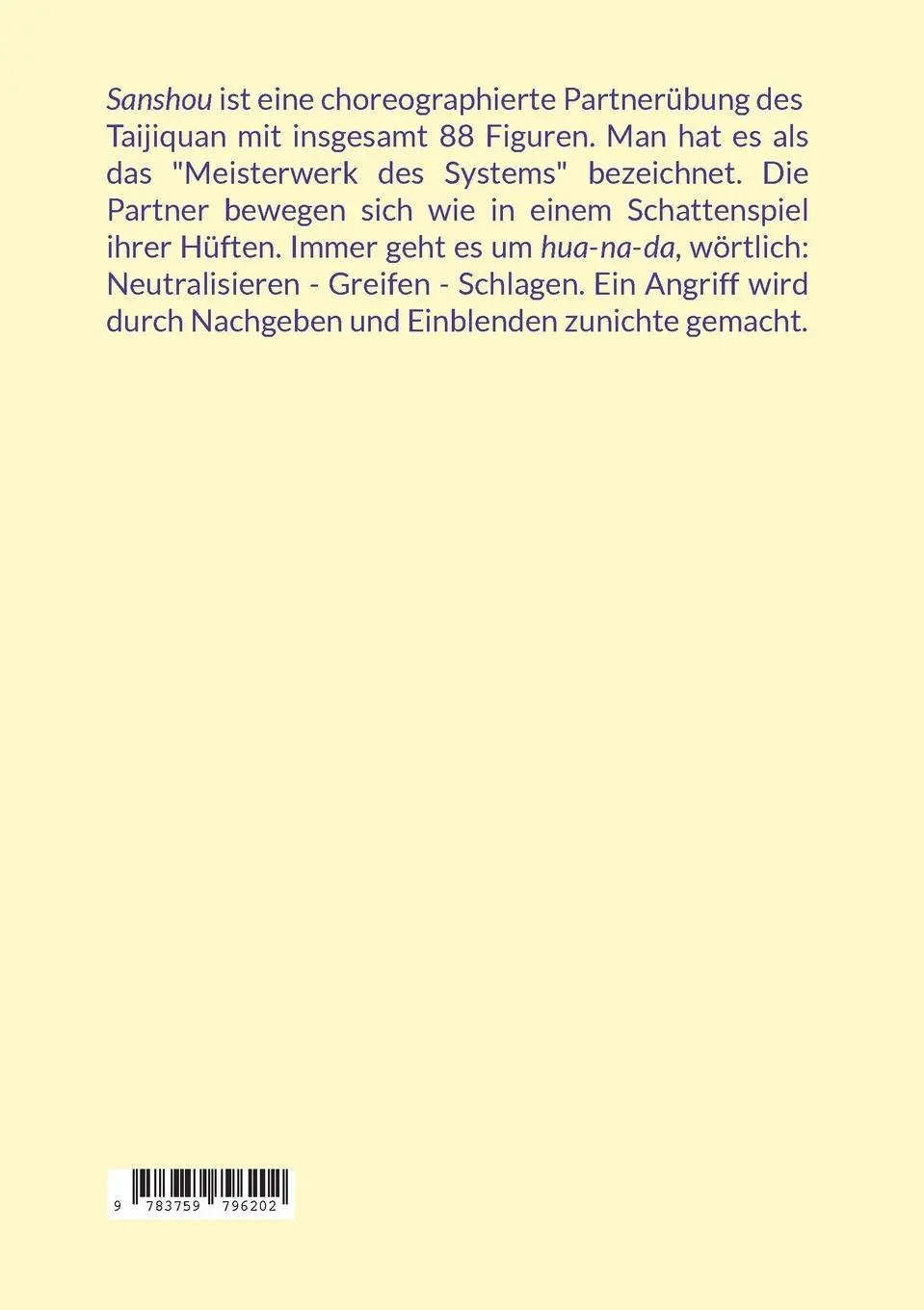 Rückseite: 9783759796202 | Taijiquan Sanshou | Christian Unverzagt | Taschenbuch | Paperback
