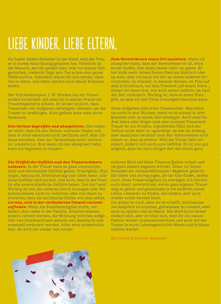 Bild: 9783843606202 | Gemeinsam trauern - gemeinsam leben | Der Familientrauerkalender