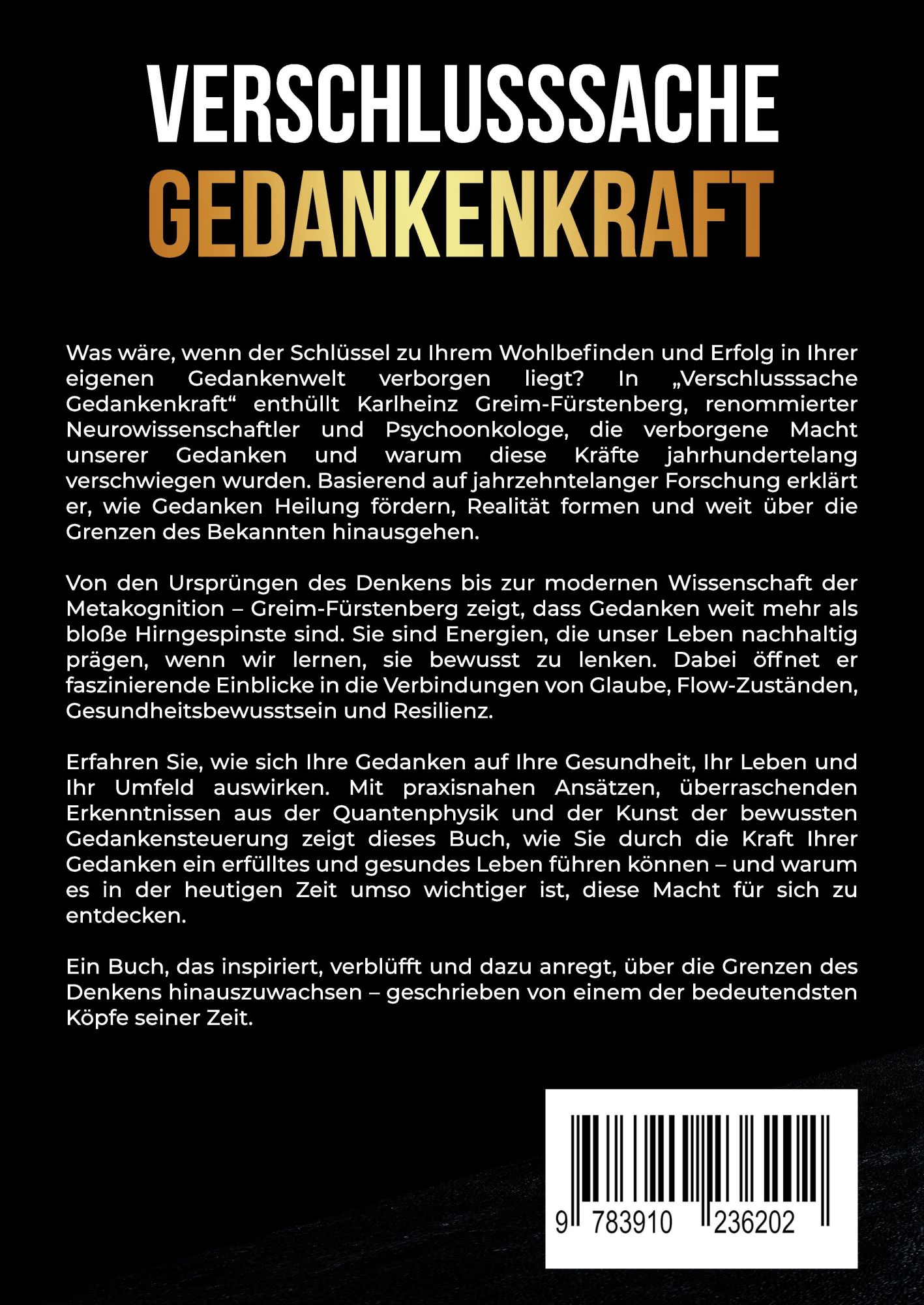 Rückseite: 9783910236202 | Verschlusssache Gedankenkraft | Karlheinz Greim-Fürstenberg | Buch