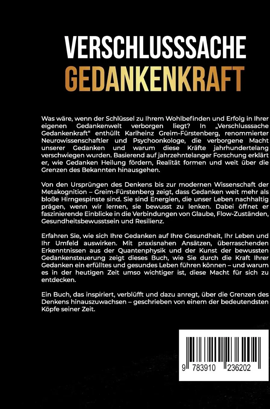 Rückseite: 9783910236202 | Verschlusssache Gedankenkraft | Karlheinz Greim-Fürstenberg | Buch