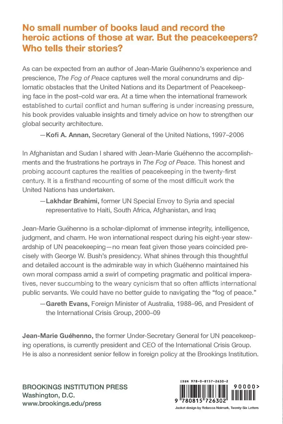 Rückseite: 9780815726302 | The Fog of Peace | Jean-Marie Guehenno | Taschenbuch | Englisch | 2015