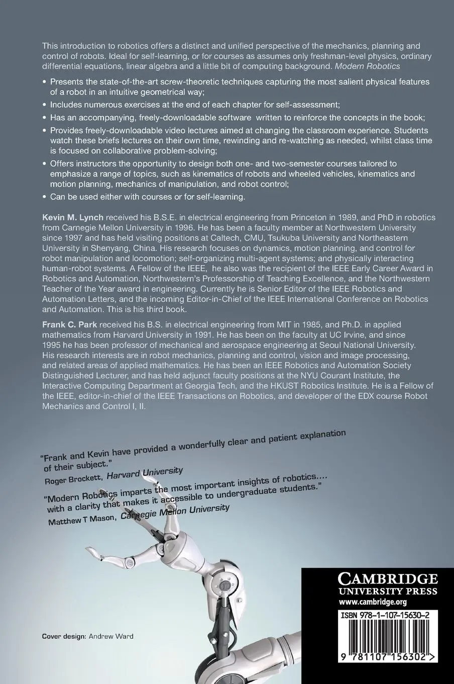 Rückseite: 9781107156302 | Modern Robotics | Kevin M. Lynch (u. a.) | Buch | Gebunden | Englisch Rückseite: 9781107156302 | Modern Robotics | Kevin M. Lynch (u. a.) | Buch | Gebunden | Englisch