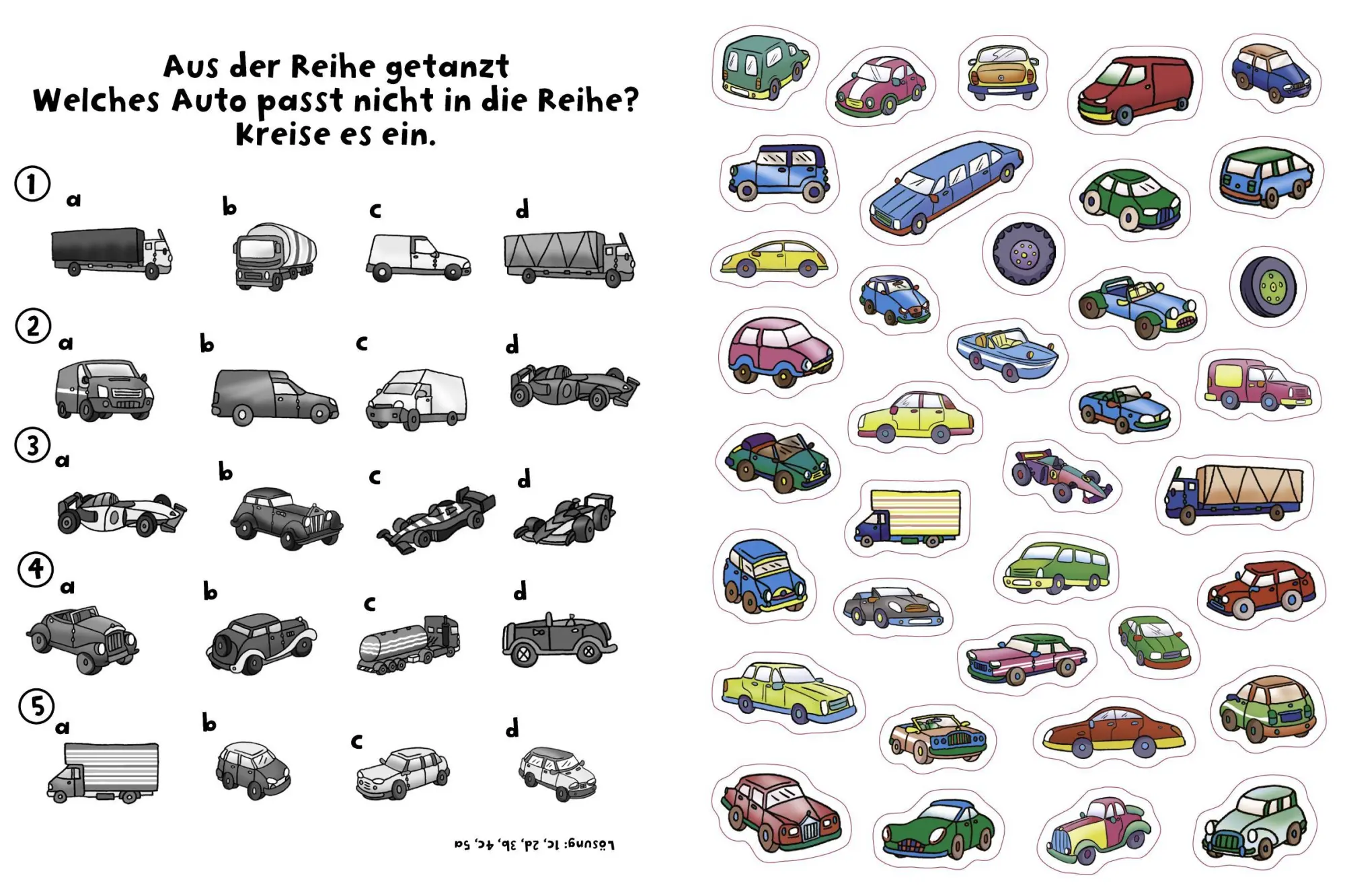 Bild: 9783849946302 | 555 Sticker Autos | Mit lustigen Rätseln I Für Kinder ab 4 Jahren