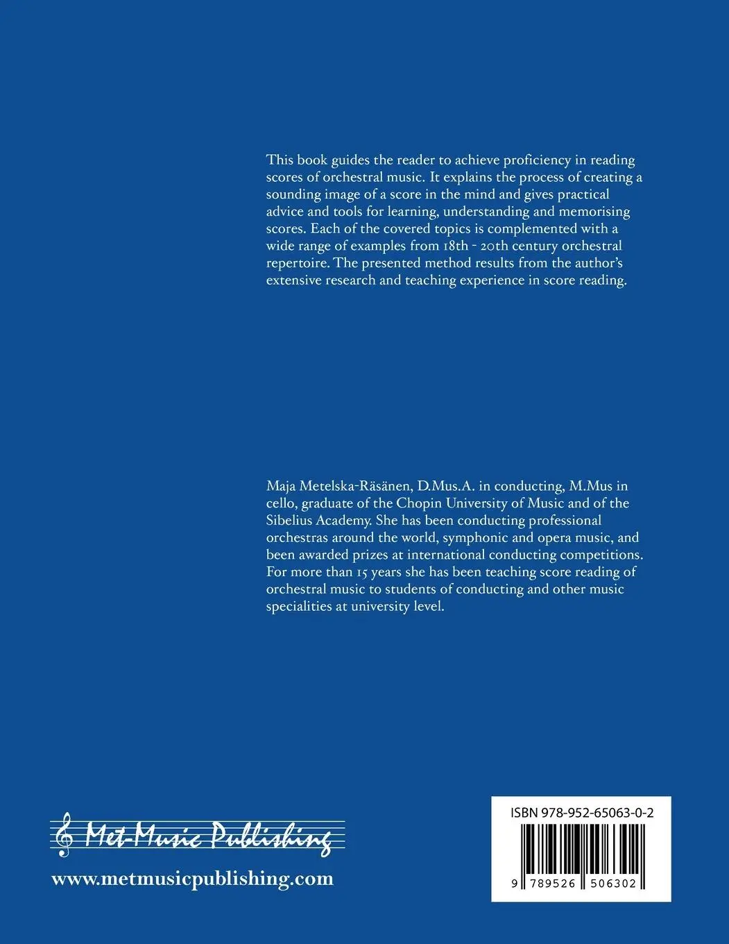 Rückseite: 9789526506302 | Score Reading of Orchestral Music | Maja Metelska-Räsänen | Buch