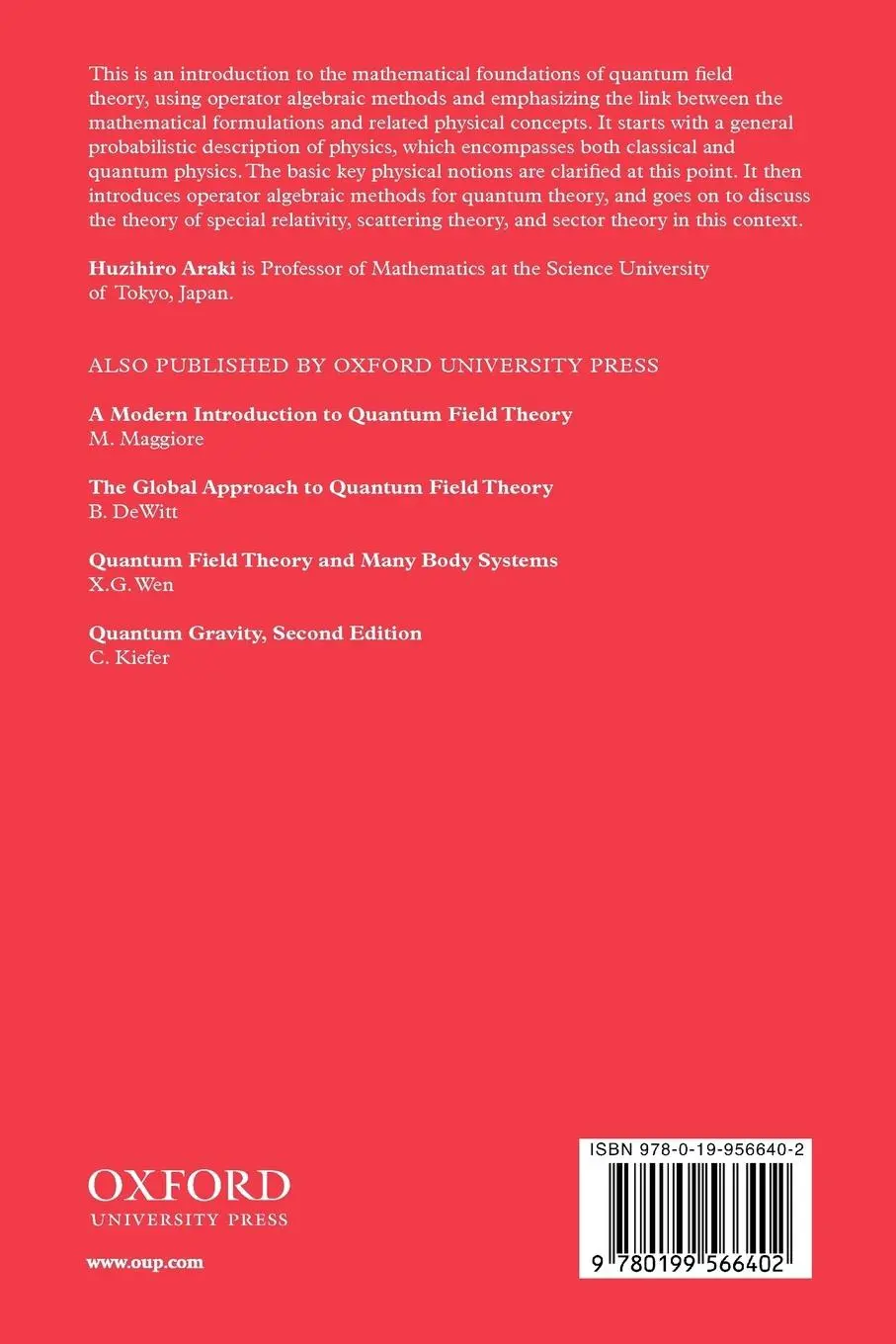 Rückseite: 9780199566402 | Mathematical Theory of Quantum Fields | Huzihiro Araki | Taschenbuch