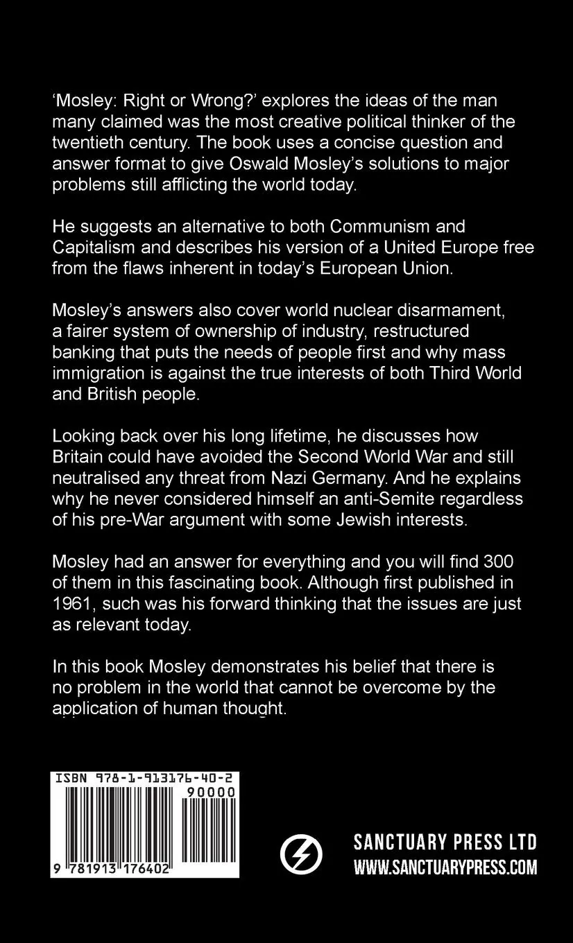 Rückseite: 9781913176402 | Mosley - Right or Wrong? | Oswald Mosley | Buch | Englisch | 2019
