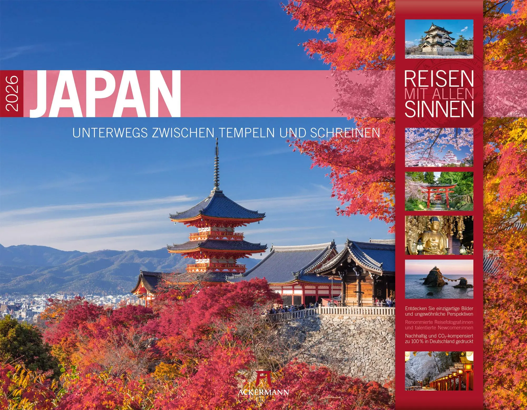 Cover: 9783838426402 | Japan - Unterwegs zwischen Tempeln und Schreinen Kalender 2026 | GmbH
