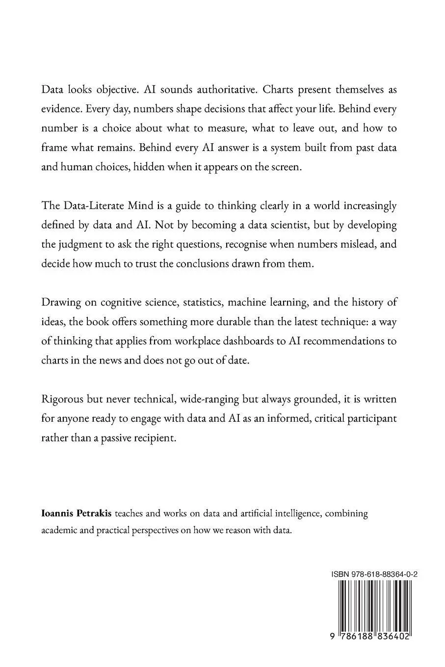 Rückseite: 9786188836402 | The Data-Literate Mind | Searching for Truth in the Age of Data and AI
