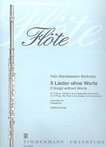 Cover: 9790010356402 | 5 Lieder ohne Worte | bearbeitet nach dem Klavierwerk | Bartholdy