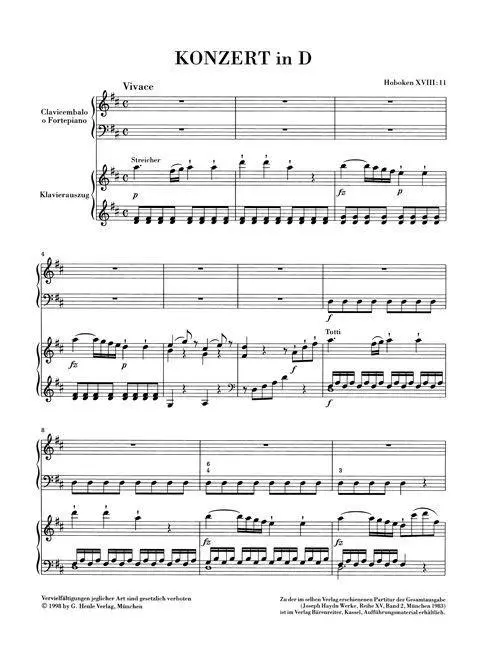 Bild: 9790201806402 | Haydn, Joseph - Klavierkonzert (Cembalo) D-dur Hob. XVIII:11 | Haydn