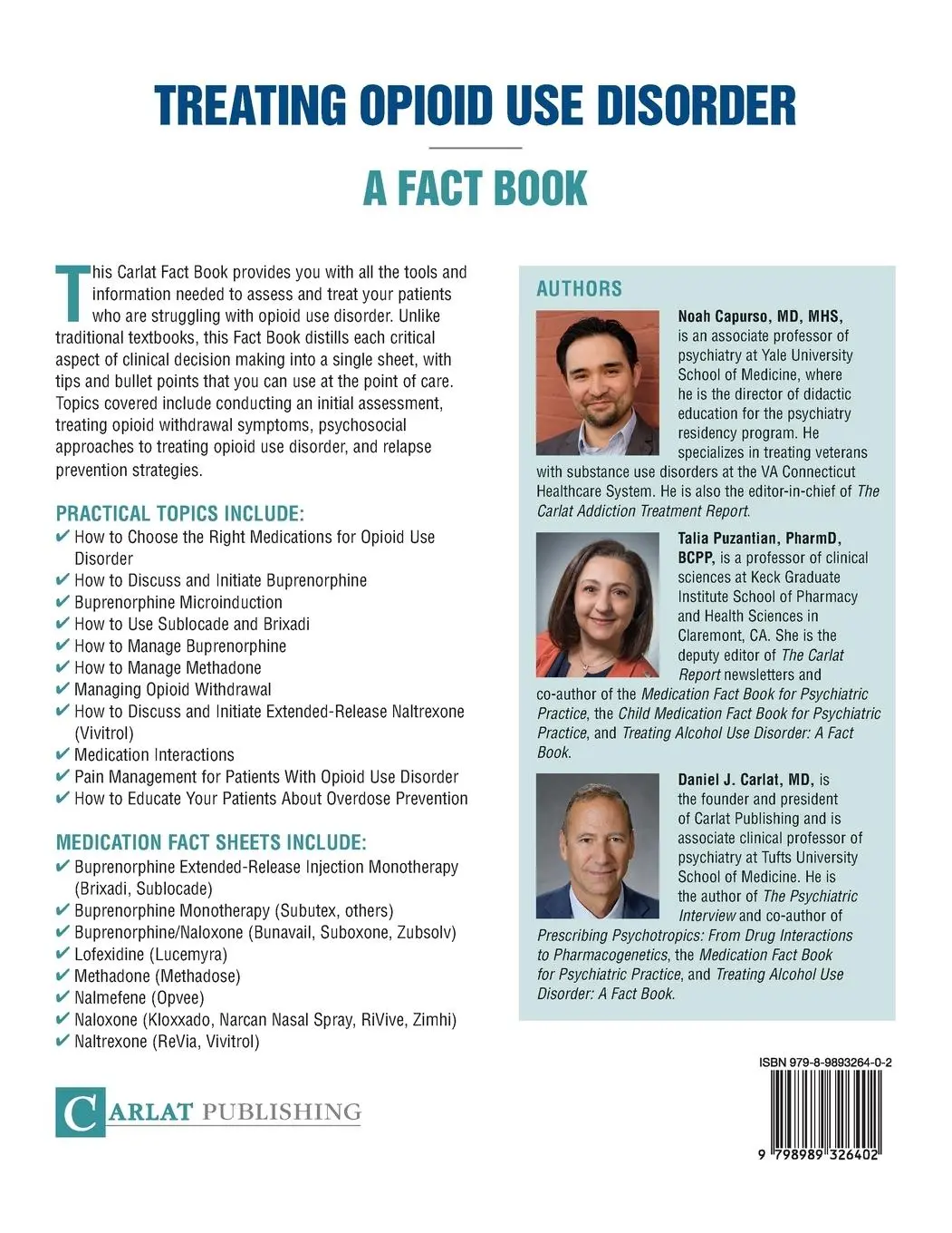 Rückseite: 9798989326402 | Treating Opioid Use Disorder--A Fact Book | Noah Capurso (u. a.)