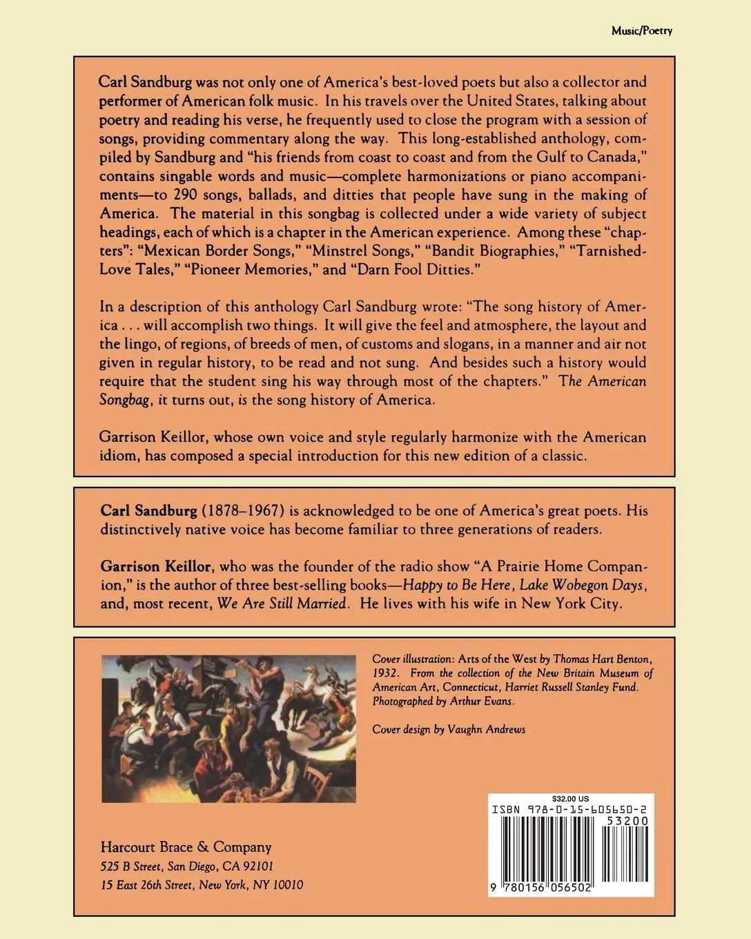 Rückseite: 9780156056502 | The American Songbag | Carl Sandburg | Taschenbuch | Englisch | 1990