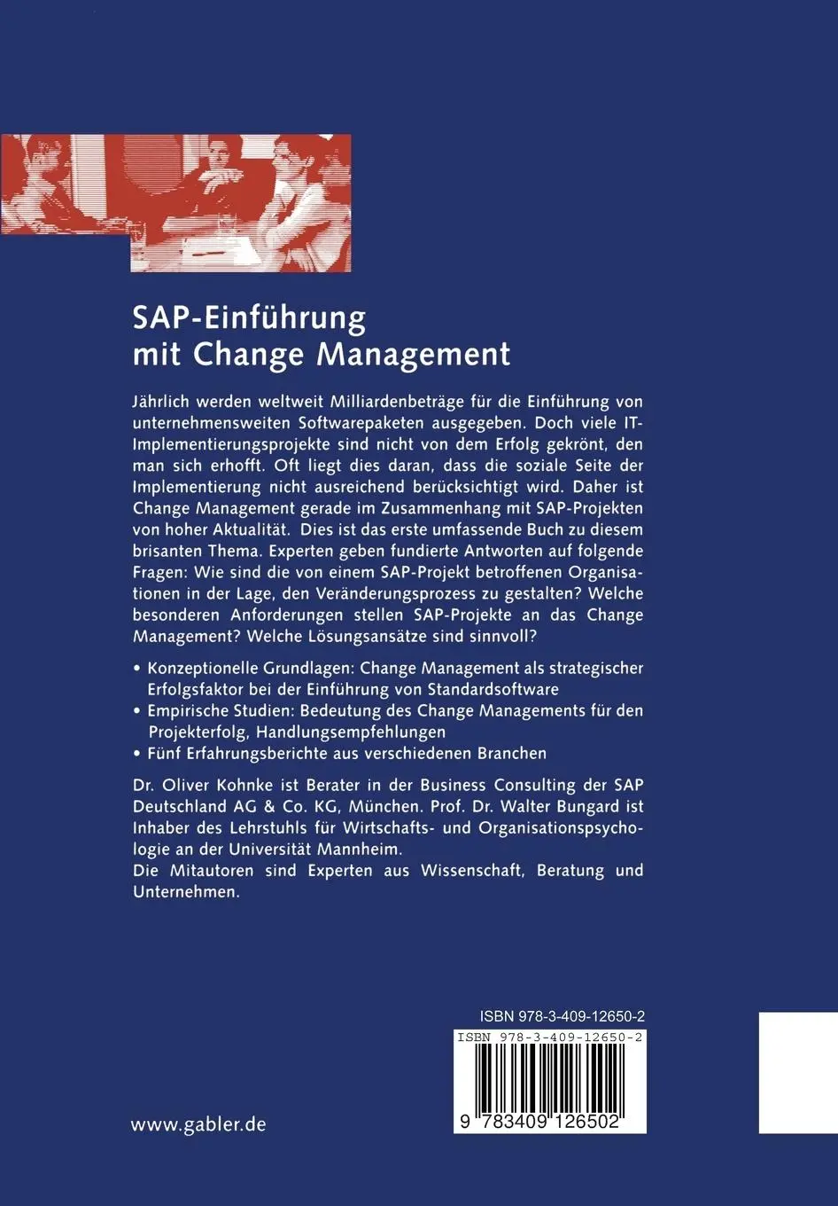 Rückseite: 9783409126502 | SAP-Einführung mit Change Management | Walter Bungard (u. a.) | Buch