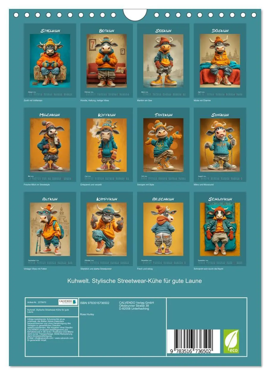 Bild: 9783516736502 | Kuhwelt. Stylische Streetwear-Kühe für gute Laune (Wandkalender...