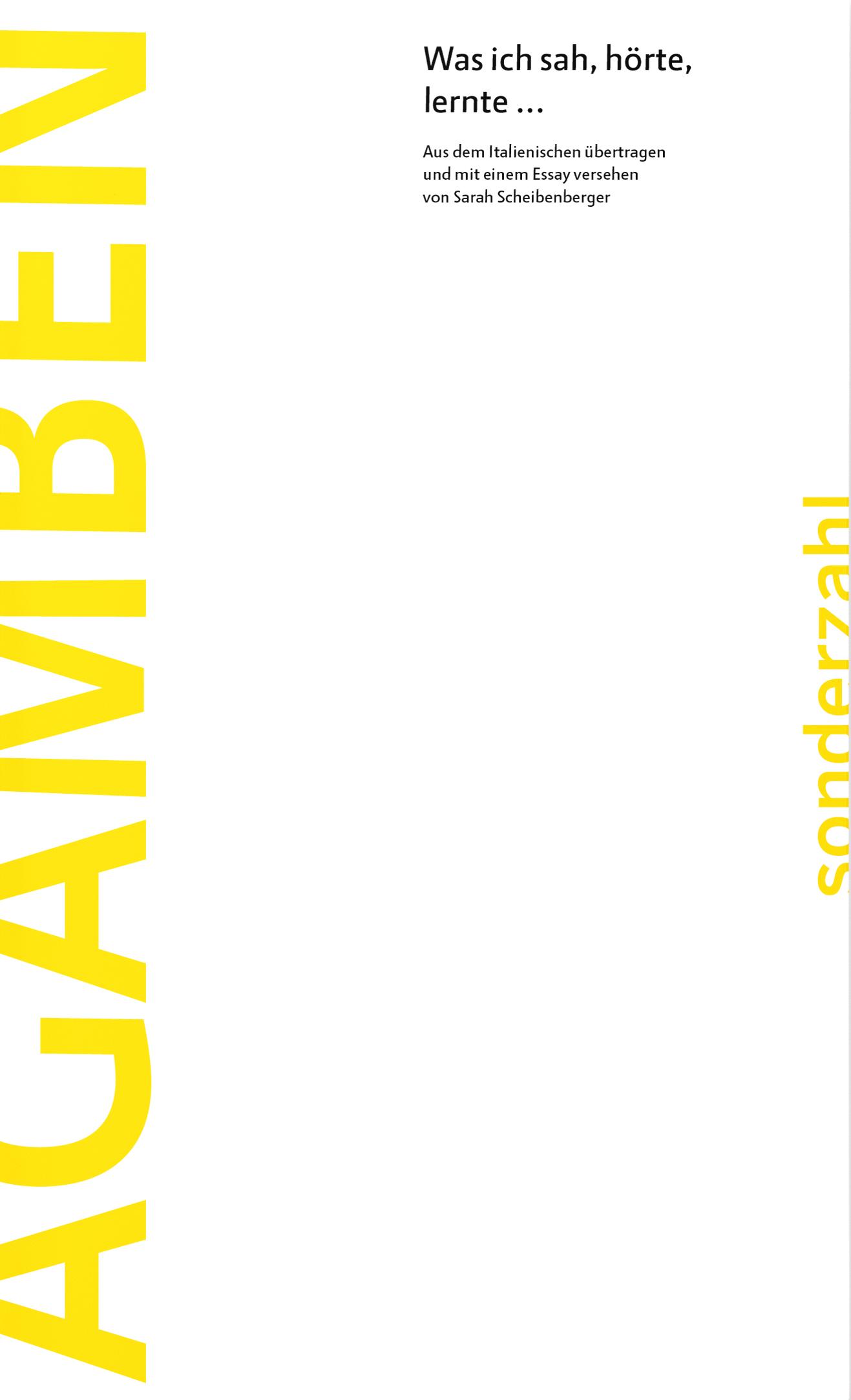 Cover: 9783854496502 | Was ich sah, hörte, lernte¿... | Giorgio Agamben | Taschenbuch | 2024