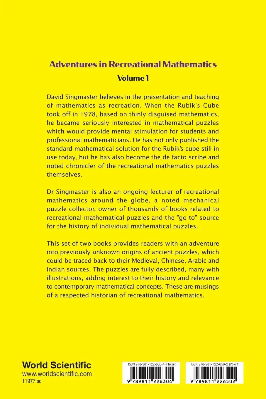 Rückseite: 9789811226502 | ADVENTURES IN RECREAT MATH (V1) | David Singmaster | Taschenbuch