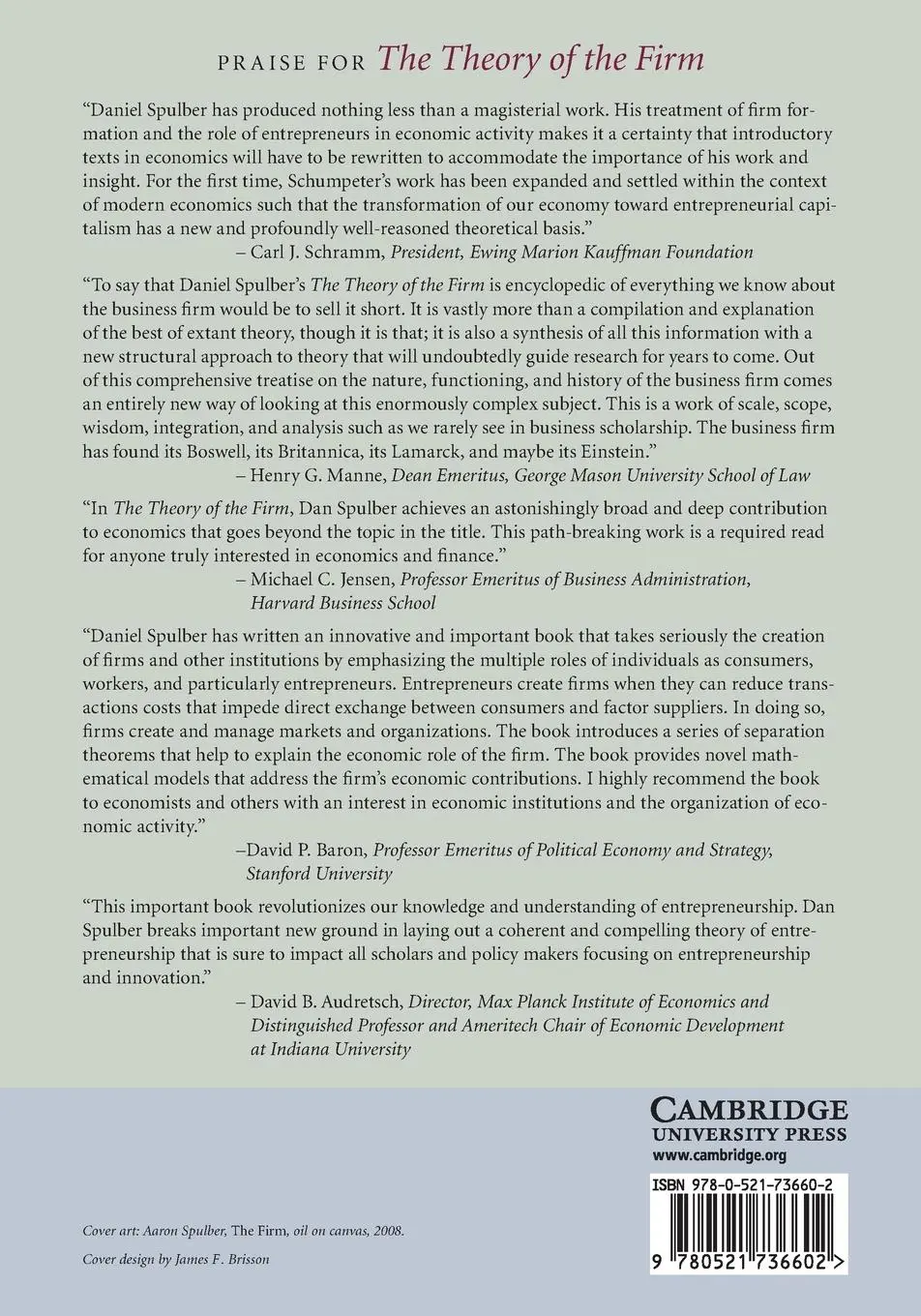 Rückseite: 9780521736602 | The Theory of the Firm | Daniel F. Spulber | Taschenbuch | Englisch
