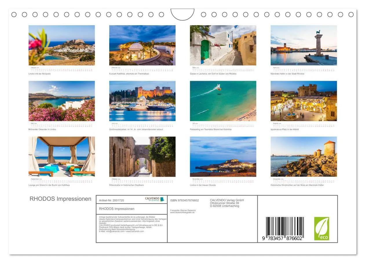 Bild: 9783457876602 | RHODOS Impressionen (Wandkalender 2026 DIN A4 quer), CALVENDO...