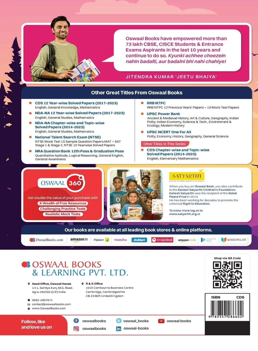 Rückseite: 9789357286602 | Oswaal CDS Question Bank Previous Years Solved Question Papers...