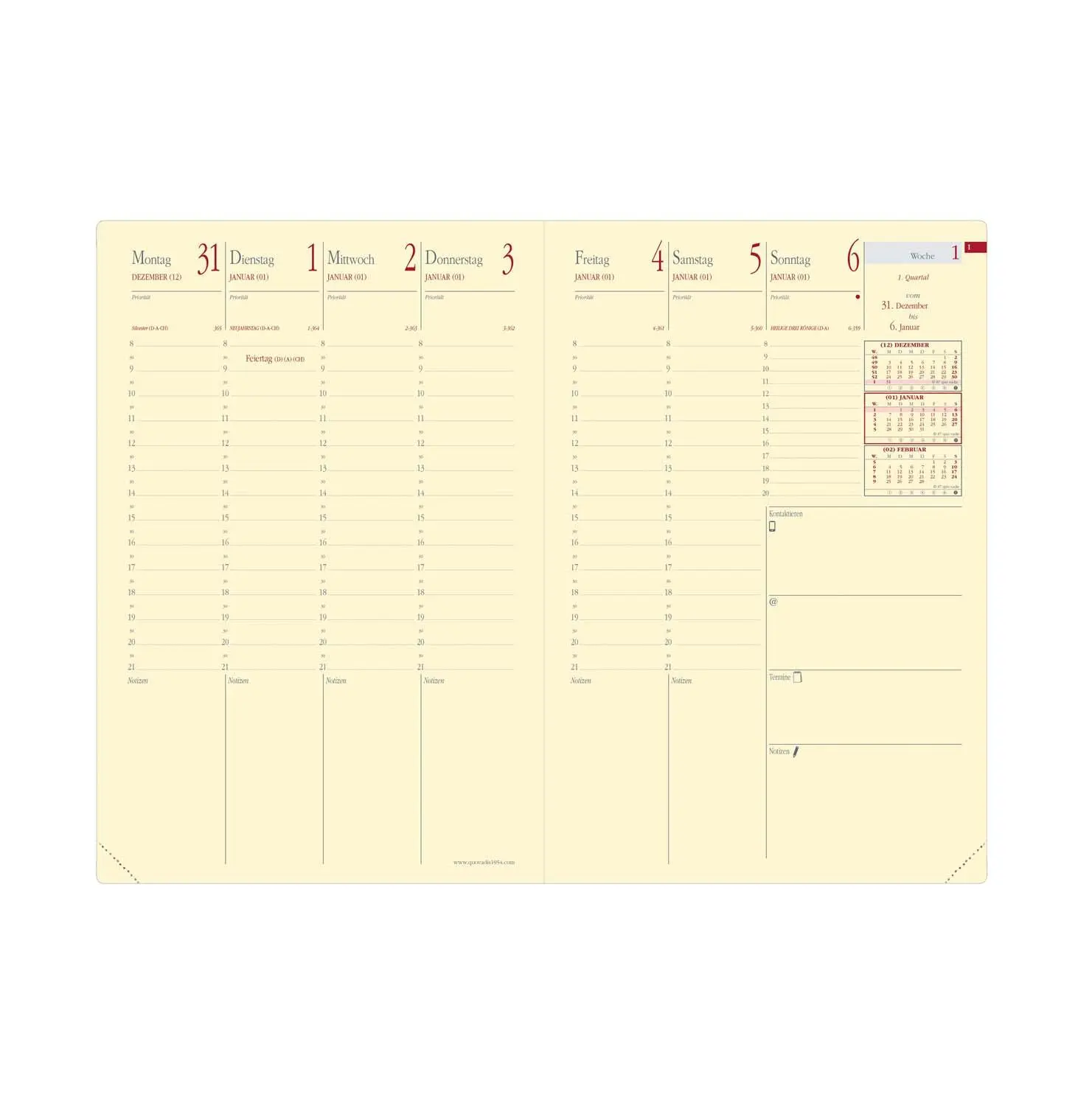 Bild: 3371010466702 | Minister Prestige Silk bordeaux 2026 | Kalender im Schreibtischformat