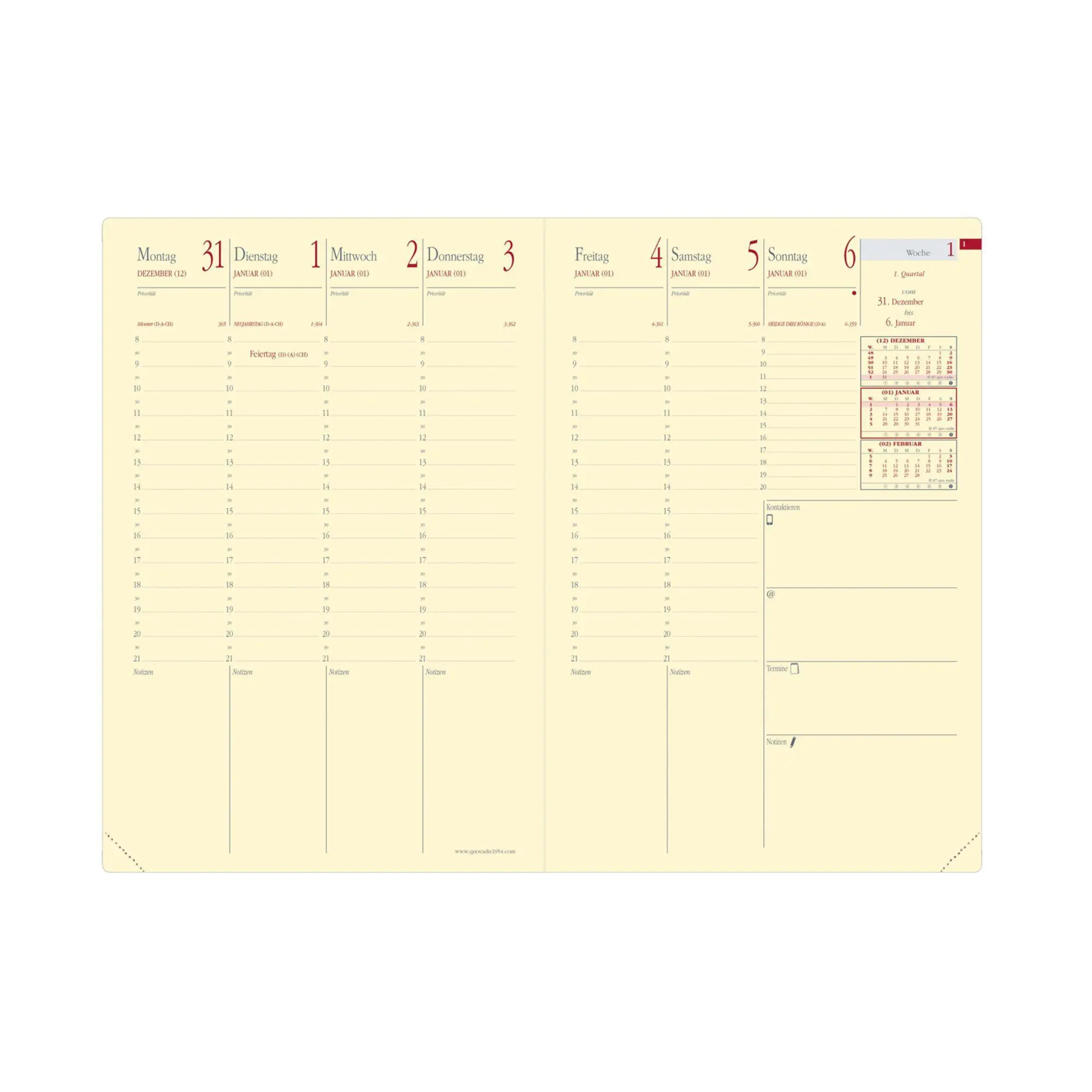 Bild: 3371010466702 | Minister Prestige Silk bordeaux 2026 | Kalender im Schreibtischformat