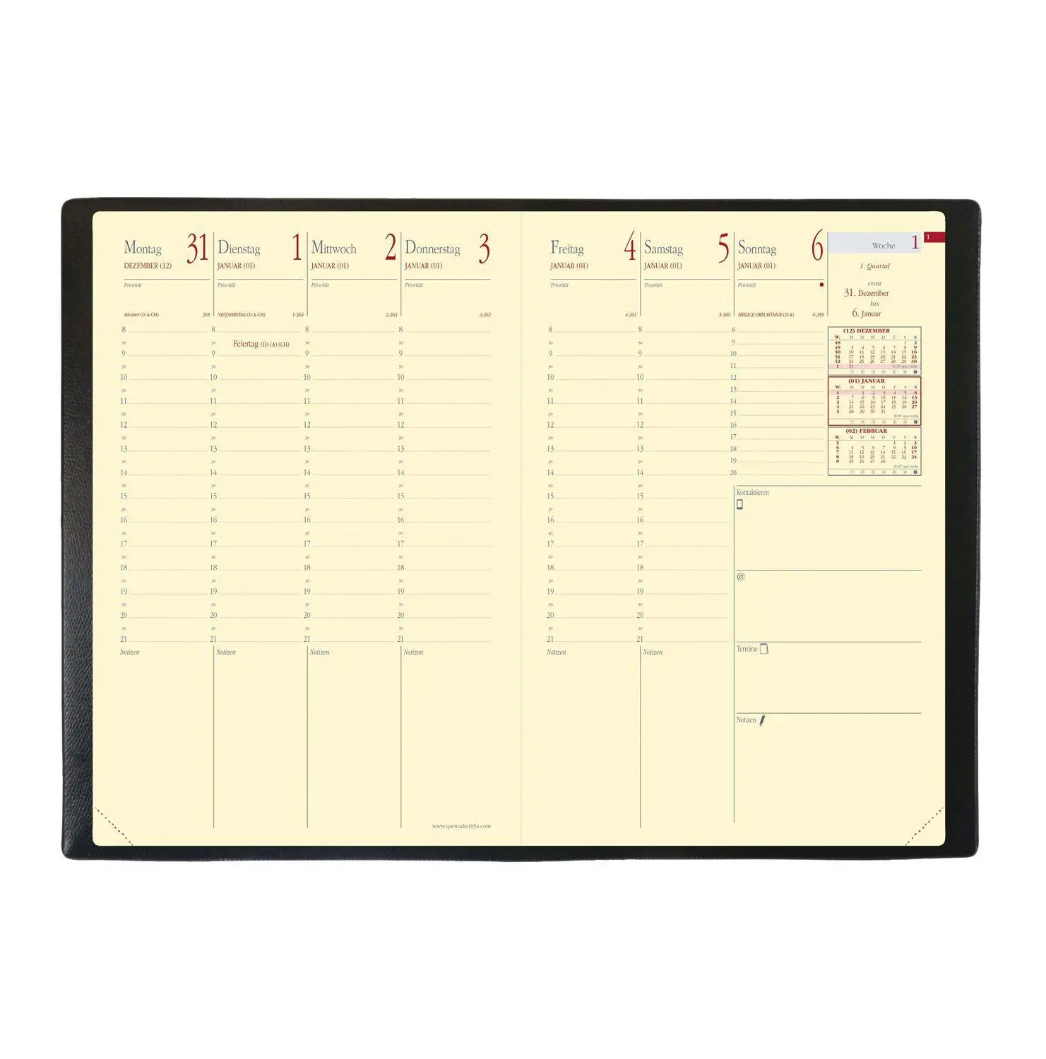 Bild: 3371010466702 | Minister Prestige Silk bordeaux 2026 | Kalender im Schreibtischformat